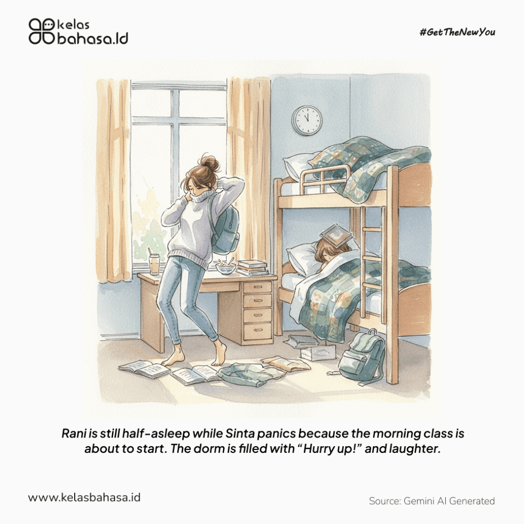 ILustrasi Contoh Percakapan Bahasa Inggris 2 orang di Kampus Ilustrasi Contoh Percakapan Bahasa Inggris 2 orang di Kampus