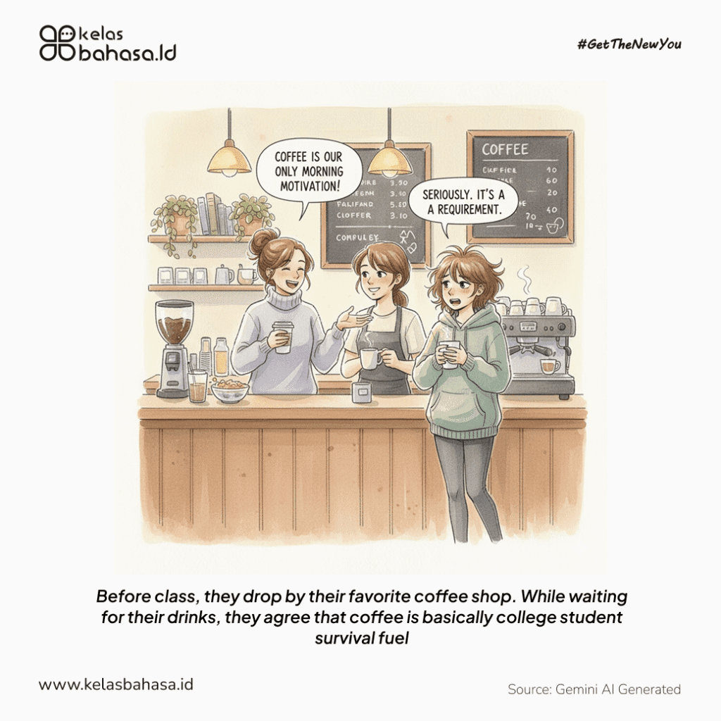 ILustrasi Contoh Percakapan Bahasa Inggris 2 orang di Kampus Ilustrasi Contoh Percakapan Bahasa Inggris 2 orang di Kampus
