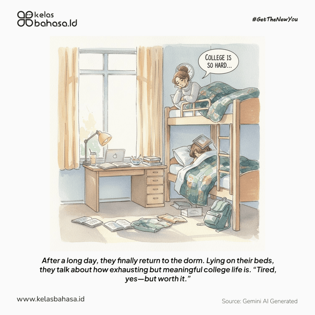 ILustrasi Contoh Percakapan Bahasa Inggris 2 orang di Kampus Ilustrasi Contoh Percakapan Bahasa Inggris 2 orang di Kampus