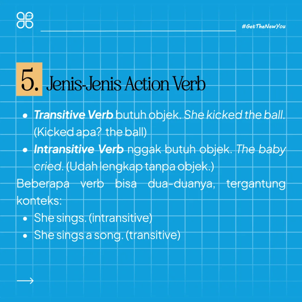 ILustrasi Action Verb Adalah: Pengertian Lengkap & 70 Contoh Kalimat Ilustrasi Jenis-jenis action verb