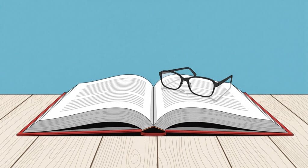 Ilustrasi The book is on the table