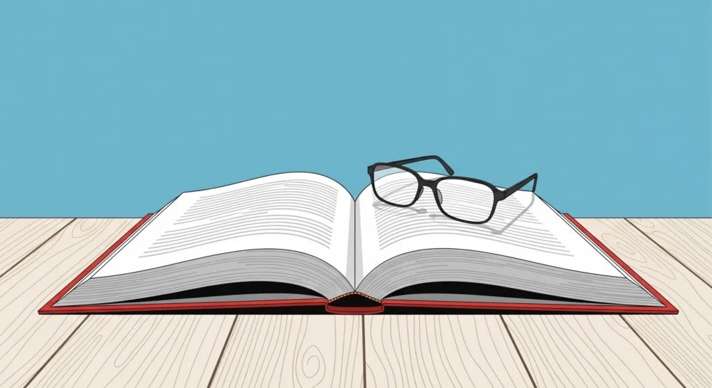 Ilustrasi The book is on the table