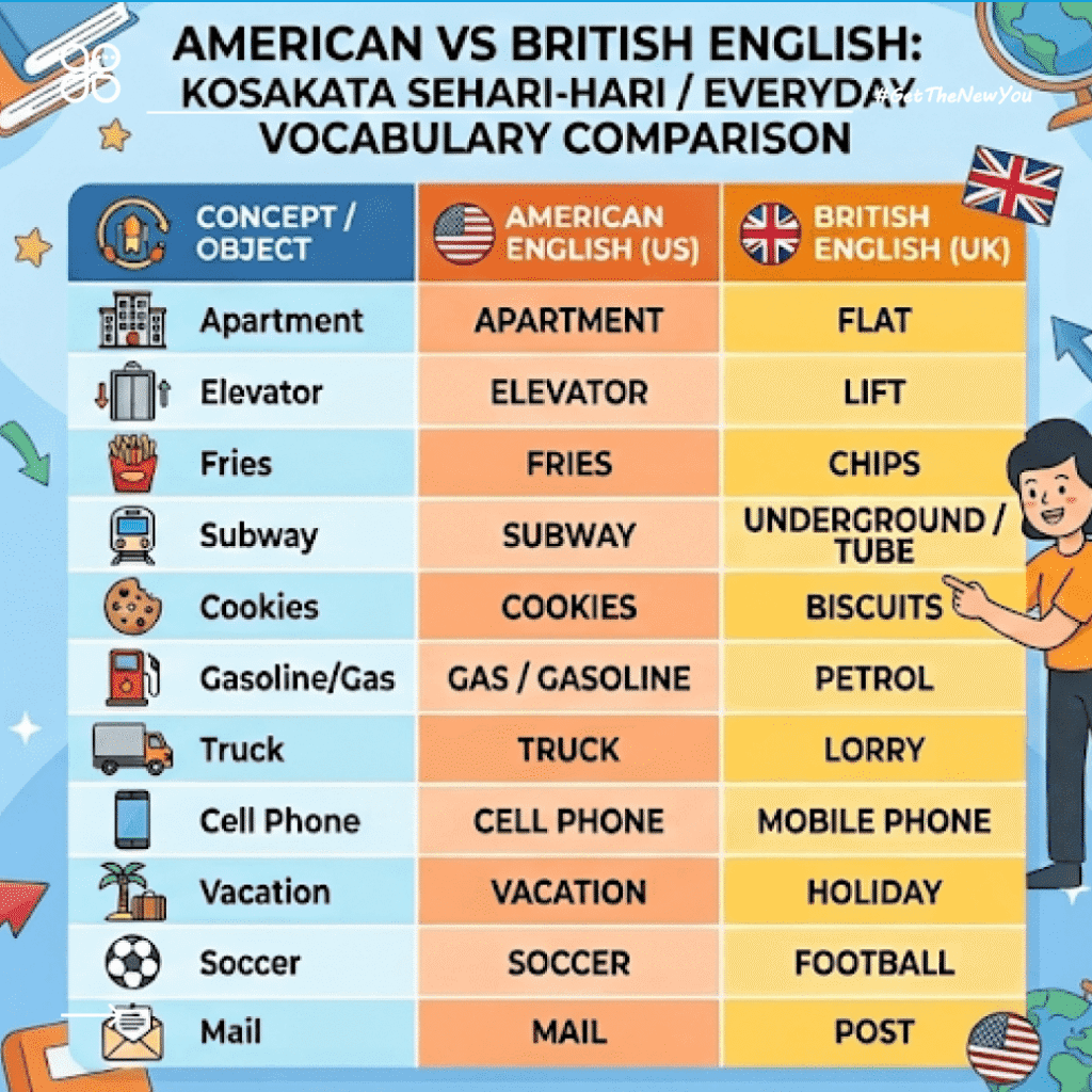 ILustrasi Panduan 4 Cara Belajar Accent Bahasa Inggris American vs British ilustrasi Cara Belajar Accent Bahasa Inggris American vs British