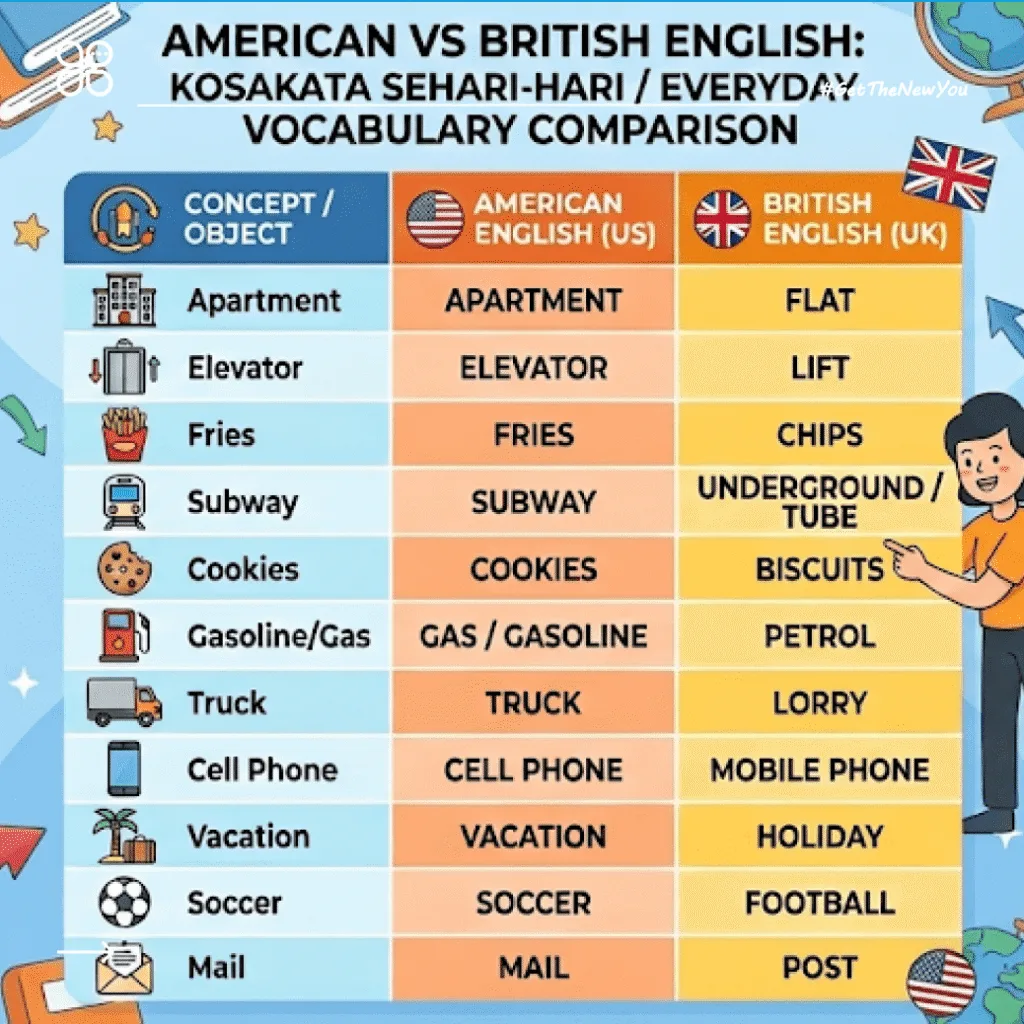 ilustrasi Cara Belajar Accent Bahasa Inggris American vs British