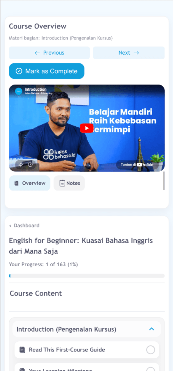 Kelas Bahasa Online Mobile - Belajar Bahasa Inggris dari HP