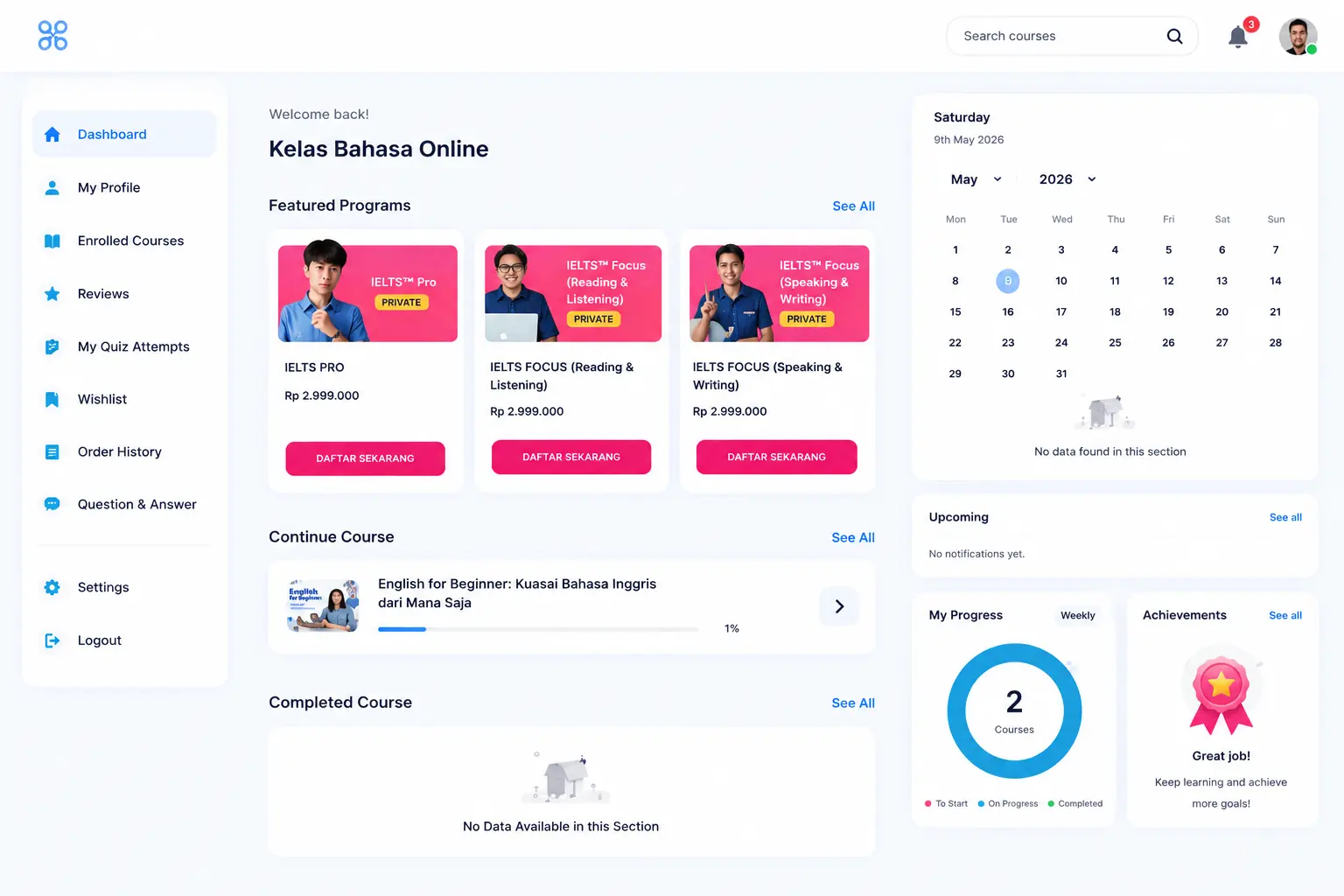 Platform Kelas Bahasa Online - Kursus Bahasa Inggris Kampung Inggris Pare