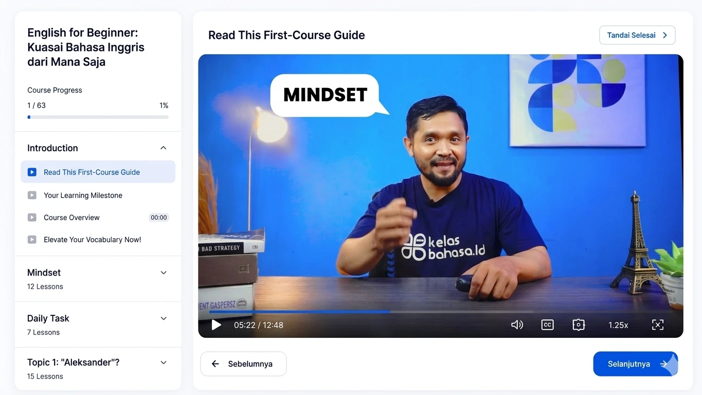 Materi video belajar bahasa Inggris online HD